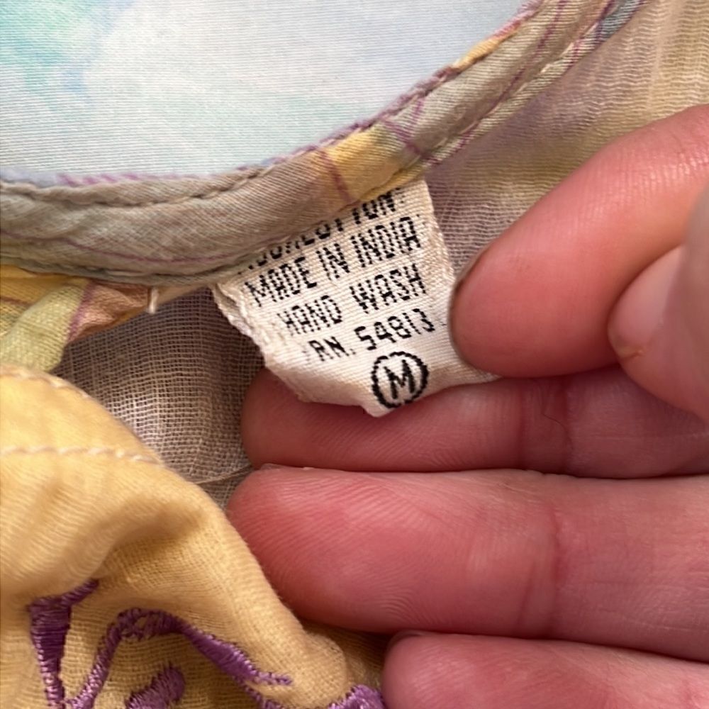 Vintage Panache Banana Leaf Pastel Cotton Embroidered Dress - Picture 15 of 16